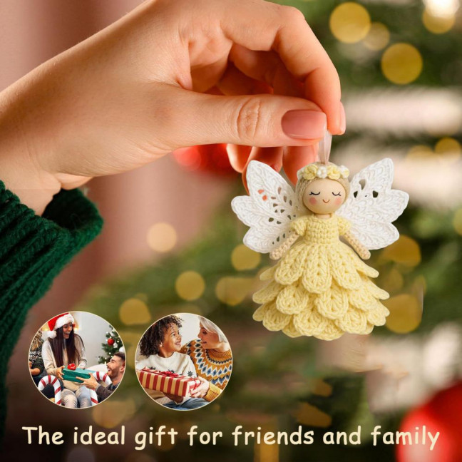 1/2 Sets DIY Crochet Angel Ornament Kit Beginners Handmade Angel Girl Decoration Yarn Craft Christmas Tree Hanging Crocheting Angel Doll Holiday Gift 1/2 Sets DIY Crochet Angel Ornament Kit Beginners Handmade Angel Girl Decoration Yarn Craft Christmas Tree Hanging Crocheting Angel Doll Holiday Gift