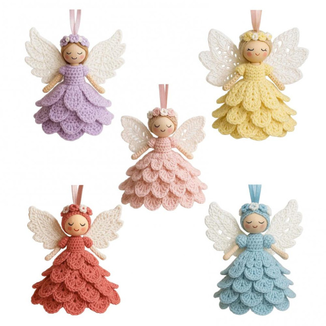 1/2 Sets DIY Crochet Angel Ornament Kit Beginners Handmade Angel Girl Decoration Yarn Craft Christmas Tree Hanging Crocheting Angel Doll Holiday Gift 1/2 Sets DIY Crochet Angel Ornament Kit Beginners Handmade Angel Girl Decoration Yarn Craft Christmas Tree Hanging Crocheting Angel Doll Holiday Gift