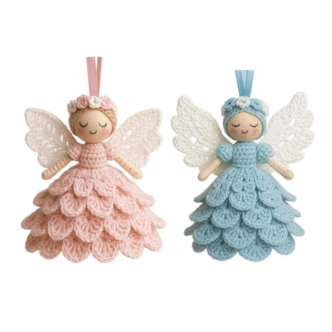 1/2 Sets DIY Crochet Angel Ornament Kit Beginners Handmade Angel Girl Decoration Yarn Craft Christmas Tree Hanging Crocheting Angel Doll Holiday Gift 1/2 Sets DIY Crochet Angel Ornament Kit Beginners Handmade Angel Girl Decoration Yarn Craft Christmas Tree Hanging Crocheting Angel Doll Holiday Gift
