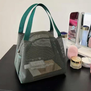 Storage Bag Large Capacity Zipper Closure Beach Bag with Handle Design Visible Mesh Bag Makeup Organizer 