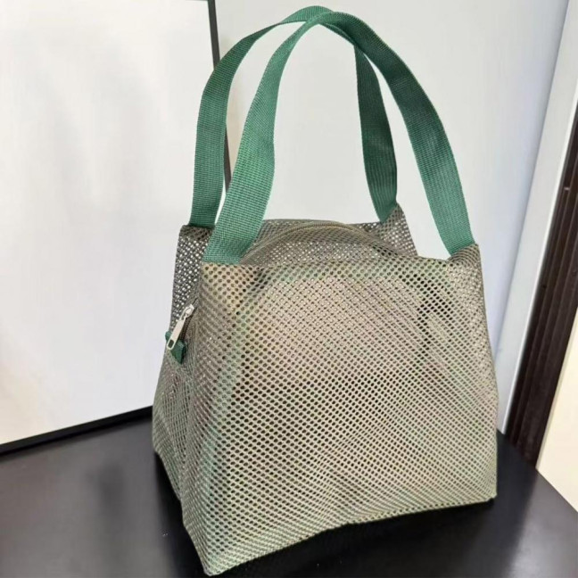 Storage Bag Large Capacity Zipper Closure Beach Bag with Handle Design Visible Mesh Bag Makeup Organizer 