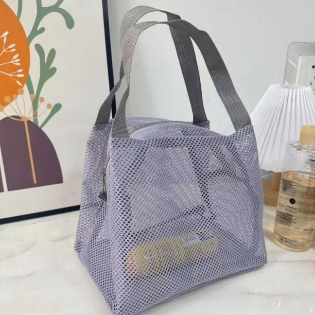 Storage Bag Large Capacity Zipper Closure Beach Bag with Handle Design Visible Mesh Bag Makeup Organizer 