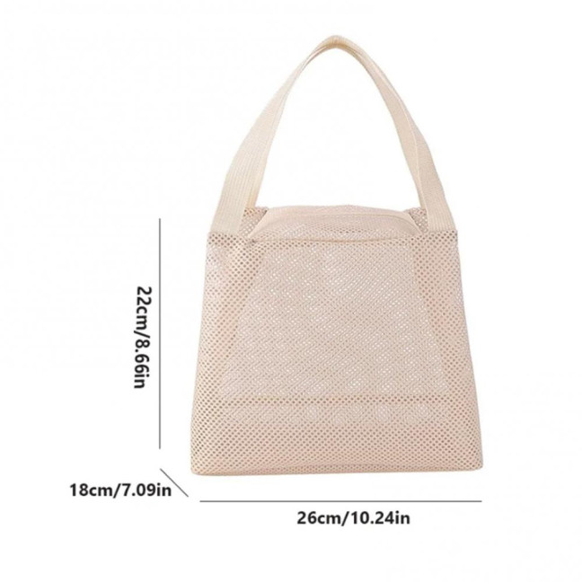 Storage Bag Large Capacity Zipper Closure Beach Bag with Handle Design Visible Mesh Bag Makeup Organizer 