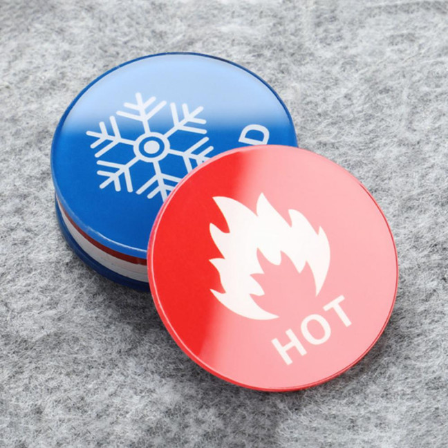 2 Pairs Acrylic Hot Cold Sign Waterproof Self-adhesive House Kitchen Bathroom Office Water Temperature Indication Sign Round Square Warning Sign 