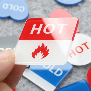 2 Pairs Acrylic Hot Cold Sign Waterproof Self-adhesive House Kitchen Bathroom Office Water Temperature Indication Sign Round Square Warning Sign 