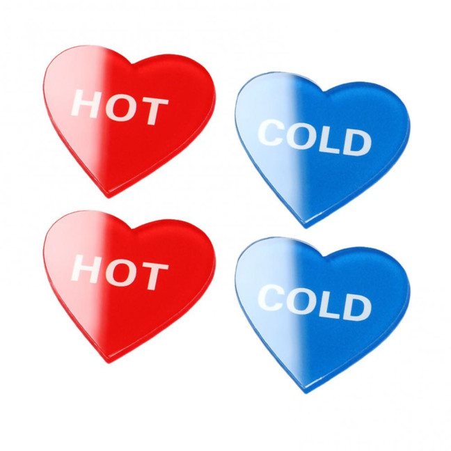 2 Pairs Acrylic Hot Cold Sign Waterproof Self-adhesive House Kitchen Bathroom Office Water Temperature Indication Sign Round Square Warning Sign 