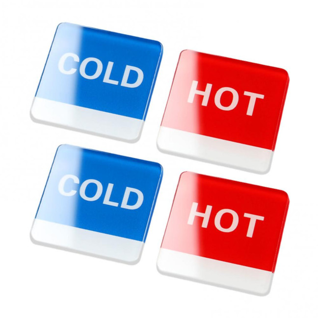2 Pairs Acrylic Hot Cold Sign Waterproof Self-adhesive House Kitchen Bathroom Office Water Temperature Indication Sign Round Square Warning Sign 