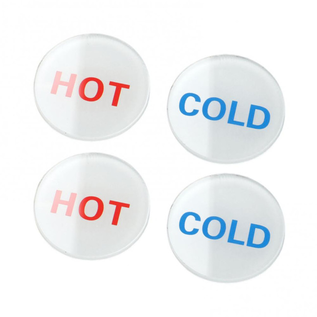 2 Pairs Acrylic Hot Cold Sign Waterproof Self-adhesive House Kitchen Bathroom Office Water Temperature Indication Sign Round Square Warning Sign 