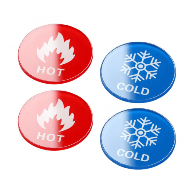 2 Pairs Acrylic Hot Cold Sign Waterproof Self-adhesive House Kitchen Bathroom Office Water Temperature Indication Sign Round Square Warning Sign 