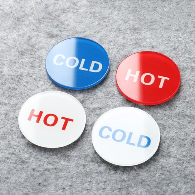 2 Pairs Acrylic Hot Cold Sign Waterproof Self-adhesive House Kitchen Bathroom Office Water Temperature Indication Sign Round Square Warning Sign 