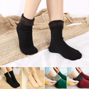Women's Opaque Fleece Lined Crew Socks Winter Thick Velvet Warm Socks Soft Plush Ski Boots Floor Slippers for Snow And Cold Weather