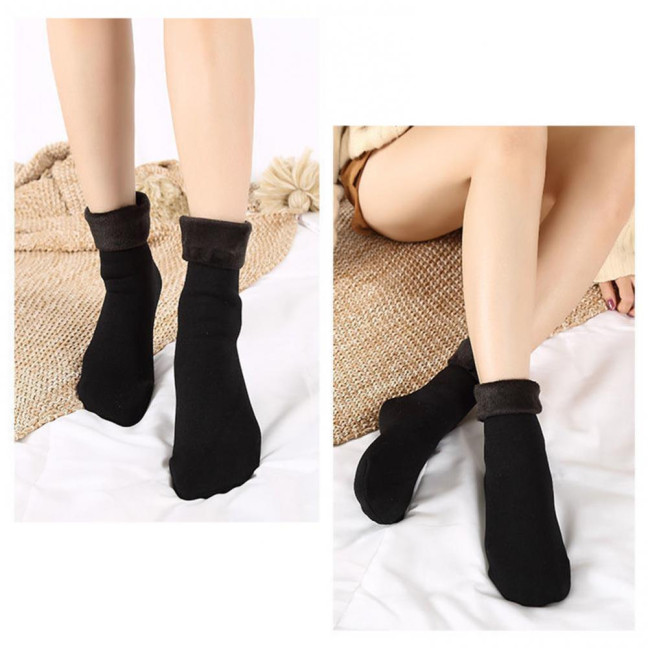 Women's Opaque Fleece Lined Crew Socks Winter Thick Velvet Warm Socks Soft Plush Ski Boots Floor Slippers for Snow And Cold Weather