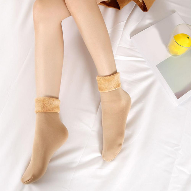 Women's Opaque Fleece Lined Crew Socks Winter Thick Velvet Warm Socks Soft Plush Ski Boots Floor Slippers for Snow And Cold Weather