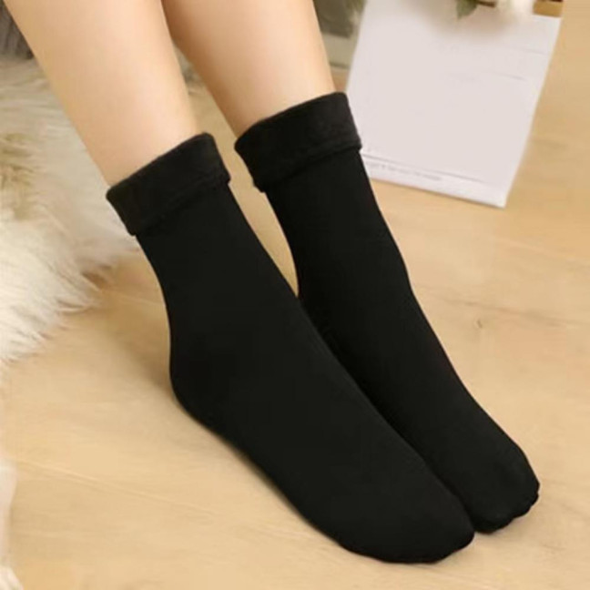 Women's Opaque Fleece Lined Crew Socks Winter Thick Velvet Warm Socks Soft Plush Ski Boots Floor Slippers for Snow And Cold Weather