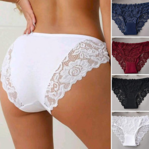 Lace Panties for Women Seamless Mid Rise Underwear Sexy Floral Lace No Show Underpants Soft Hipster Briefs