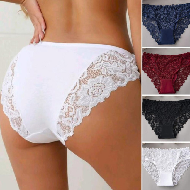 Lace Panties for Women Seamless Mid Rise Underwear Sexy Floral Lace No Show Underpants Soft Hipster Briefs
