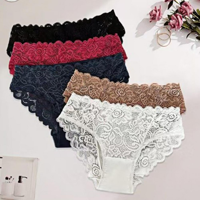 Lace Panties for Women Seamless Mid Rise Underwear Sexy Floral Lace No Show Underpants Soft Hipster Briefs