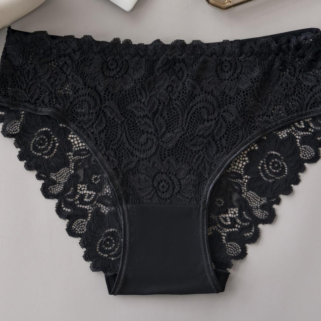 Lace Panties for Women Seamless Mid Rise Underwear Sexy Floral Lace No Show Underpants Soft Hipster Briefs