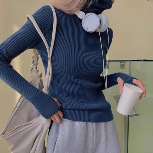 Women Sweater Turtleneck Long Sleeve Slim Fit Knitting Tops Solid Color Soft Elastic Fabric Bottom Tops Daily Wear Women Sweater Turtleneck Long Sleeve Slim Fit Knitting Tops Solid Color Soft Elastic Fabric Bottom Tops Daily Wear