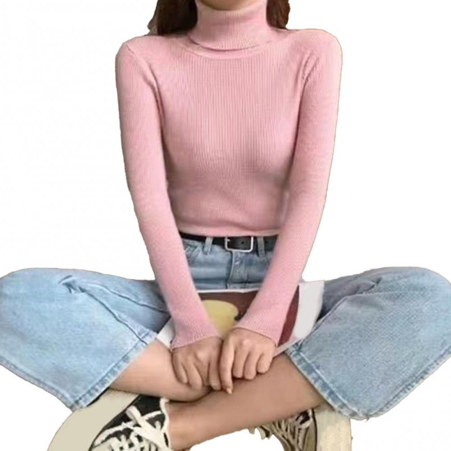 Women Sweater Turtleneck Long Sleeve Slim Fit Knitting Tops Solid Color Soft Elastic Fabric Bottom Tops Daily Wear Women Sweater Turtleneck Long Sleeve Slim Fit Knitting Tops Solid Color Soft Elastic Fabric Bottom Tops Daily Wear