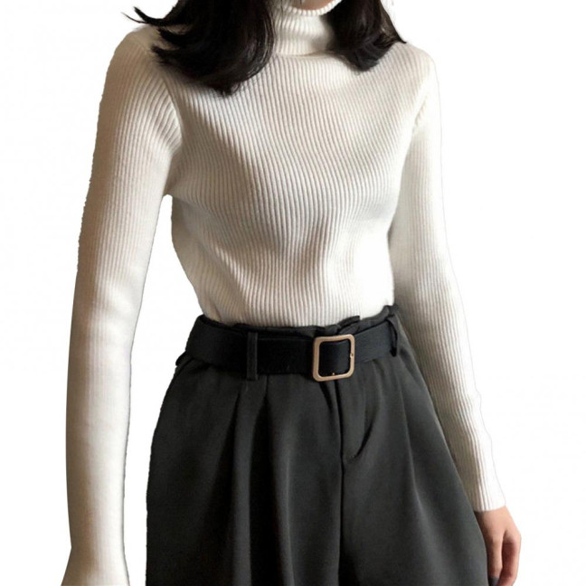 Women Sweater Turtleneck Long Sleeve Slim Fit Knitting Tops Solid Color Soft Elastic Fabric Bottom Tops Daily Wear Women Sweater Turtleneck Long Sleeve Slim Fit Knitting Tops Solid Color Soft Elastic Fabric Bottom Tops Daily Wear