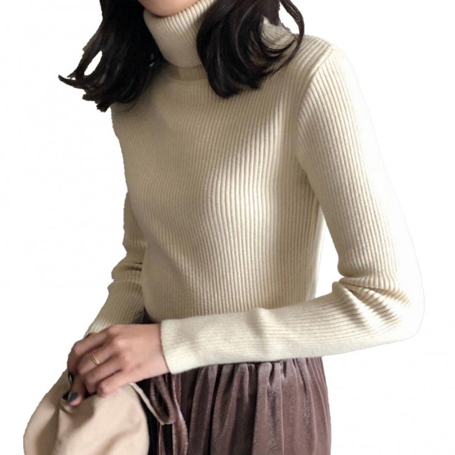 Women Sweater Turtleneck Long Sleeve Slim Fit Knitting Tops Solid Color Soft Elastic Fabric Bottom Tops Daily Wear Women Sweater Turtleneck Long Sleeve Slim Fit Knitting Tops Solid Color Soft Elastic Fabric Bottom Tops Daily Wear