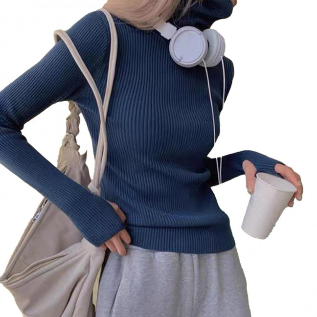 Women Sweater Turtleneck Long Sleeve Slim Fit Knitting Tops Solid Color Soft Elastic Fabric Bottom Tops Daily Wear Women Sweater Turtleneck Long Sleeve Slim Fit Knitting Tops Solid Color Soft Elastic Fabric Bottom Tops Daily Wear