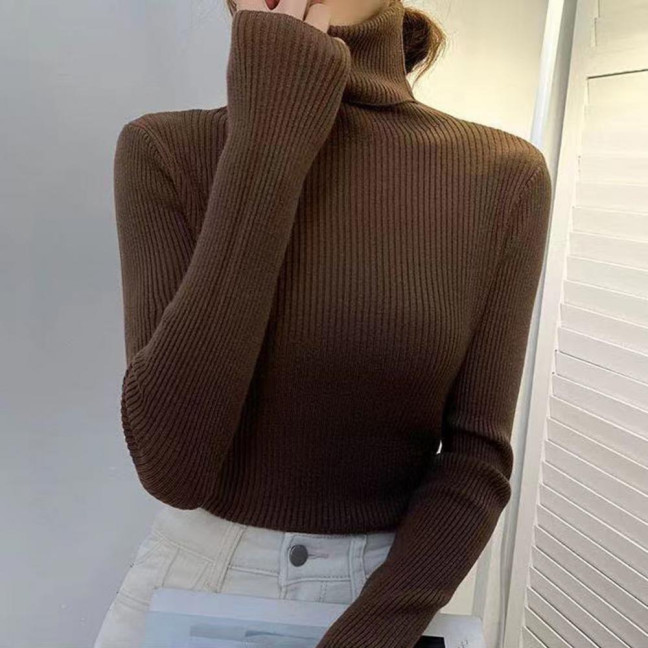 Women Sweater Turtleneck Long Sleeve Slim Fit Knitting Tops Solid Color Soft Elastic Fabric Bottom Tops Daily Wear Women Sweater Turtleneck Long Sleeve Slim Fit Knitting Tops Solid Color Soft Elastic Fabric Bottom Tops Daily Wear