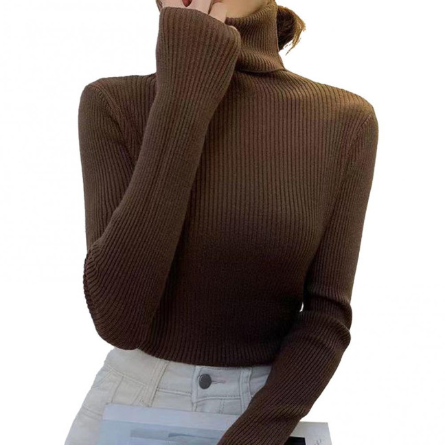 Women Sweater Turtleneck Long Sleeve Slim Fit Knitting Tops Solid Color Soft Elastic Fabric Bottom Tops Daily Wear Women Sweater Turtleneck Long Sleeve Slim Fit Knitting Tops Solid Color Soft Elastic Fabric Bottom Tops Daily Wear