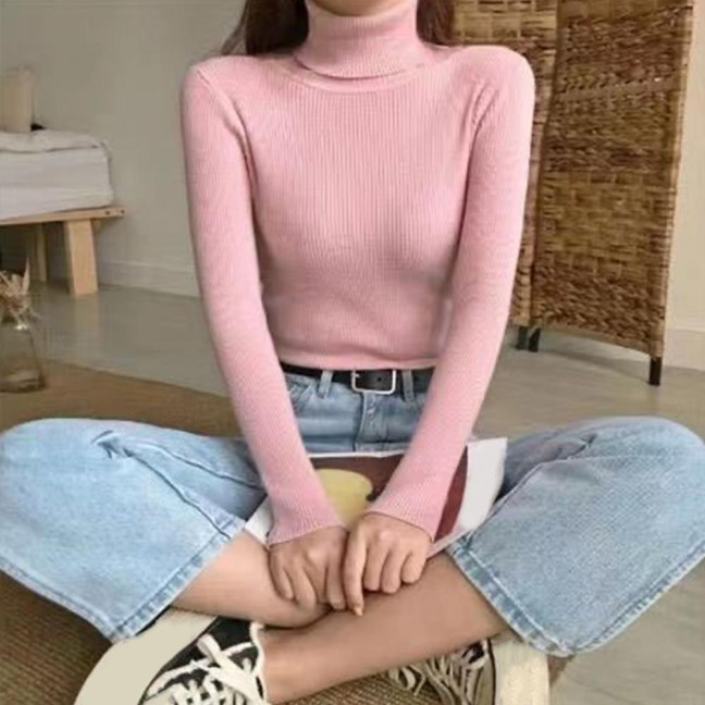 Women Sweater Turtleneck Long Sleeve Slim Fit Knitting Tops Solid Color Soft Elastic Fabric Bottom Tops Daily Wear Women Sweater Turtleneck Long Sleeve Slim Fit Knitting Tops Solid Color Soft Elastic Fabric Bottom Tops Daily Wear