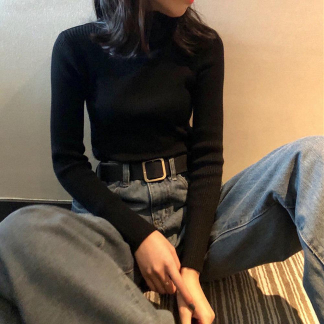 Women Sweater Turtleneck Long Sleeve Slim Fit Knitting Tops Solid Color Soft Elastic Fabric Bottom Tops Daily Wear Women Sweater Turtleneck Long Sleeve Slim Fit Knitting Tops Solid Color Soft Elastic Fabric Bottom Tops Daily Wear