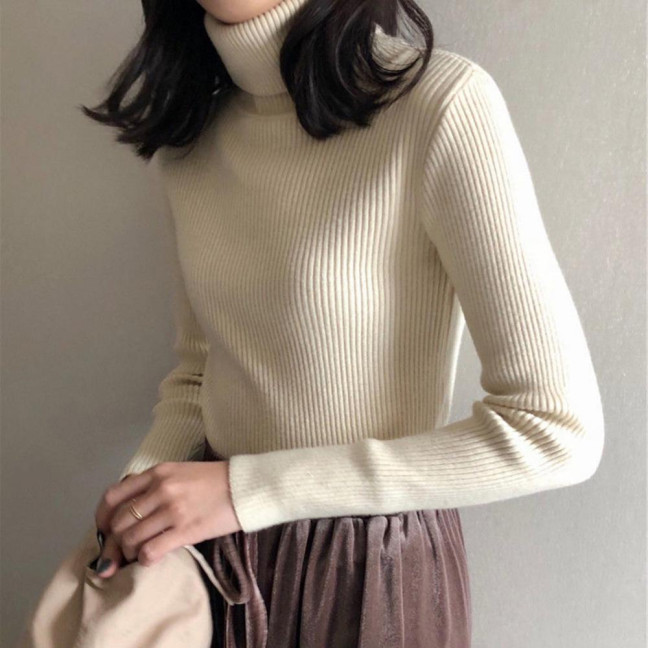 Women Sweater Turtleneck Long Sleeve Slim Fit Knitting Tops Solid Color Soft Elastic Fabric Bottom Tops Daily Wear Women Sweater Turtleneck Long Sleeve Slim Fit Knitting Tops Solid Color Soft Elastic Fabric Bottom Tops Daily Wear