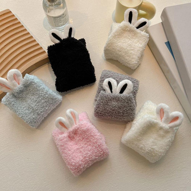 Plush Socks with Rabbit Ears Women Winter Warm Fluffy Socks Thick Soft Cute Floor Socks for Home Bedroom Living Room Sleep
