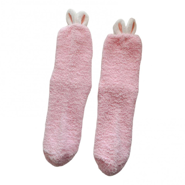 Plush Socks with Rabbit Ears Women Winter Warm Fluffy Socks Thick Soft Cute Floor Socks for Home Bedroom Living Room Sleep