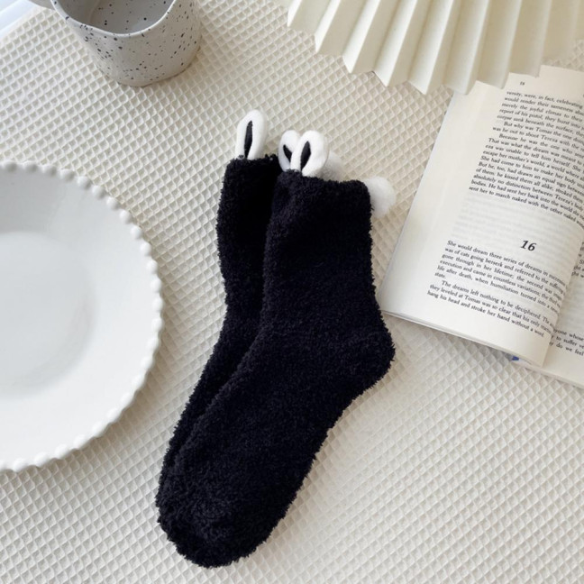 Plush Socks with Rabbit Ears Women Winter Warm Fluffy Socks Thick Soft Cute Floor Socks for Home Bedroom Living Room Sleep