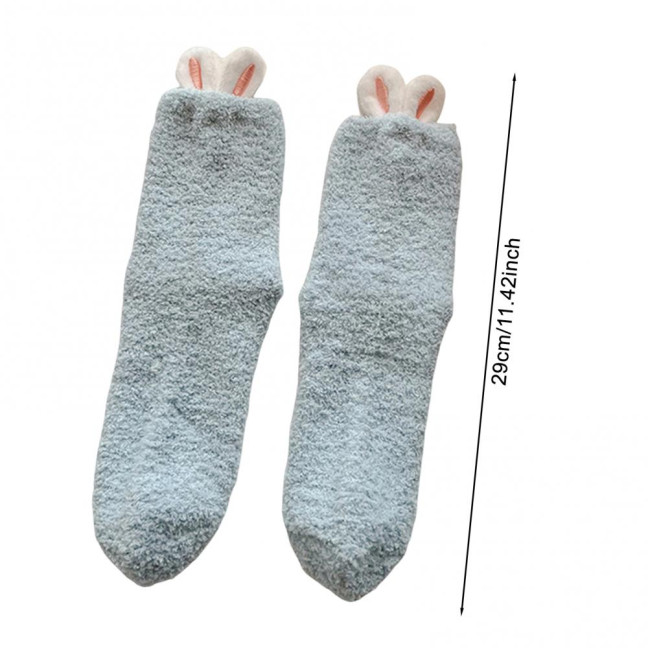 Plush Socks with Rabbit Ears Women Winter Warm Fluffy Socks Thick Soft Cute Floor Socks for Home Bedroom Living Room Sleep