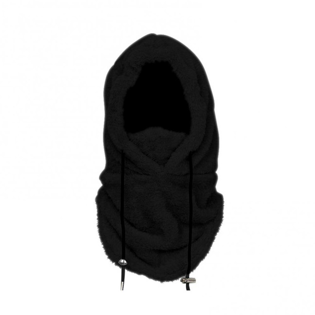 Winter Ski Headgear Solid Color Adjustable Drawstring Thickened Plush Warm Hat 3-in-1 Face Guard Head Cover Hat