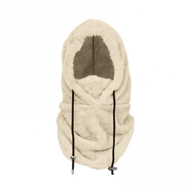 Winter Ski Headgear Solid Color Adjustable Drawstring Thickened Plush Warm Hat 3-in-1 Face Guard Head Cover Hat