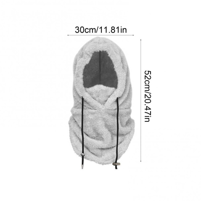 Winter Ski Headgear Solid Color Adjustable Drawstring Thickened Plush Warm Hat 3-in-1 Face Guard Head Cover Hat