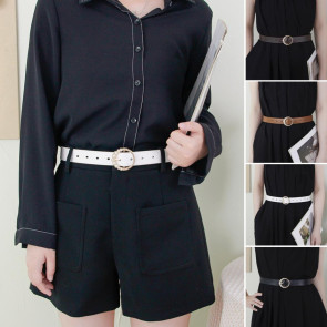 Imitation Leather Women Belt Faux Pearls Pin Buckle Adjustable Holes Design Waistband Versatile Fashion Accessory