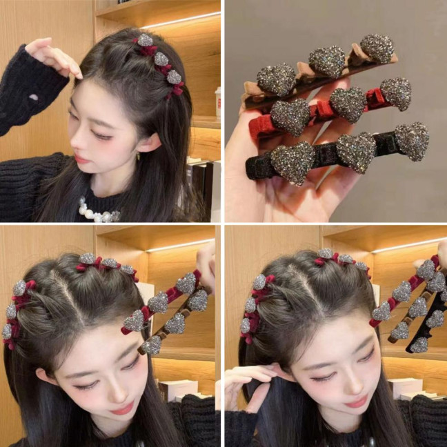 2/6Pcs Braided Hair Clips Sparkling Rhinestone Heart Decor Hair Pins Girl Faux Crystal Stone Braided Hair Accessories 2/6Pcs Braided Hair Clips Sparkling Rhinestone Heart Decor Hair Pins Girl Faux Crystal Stone Braided Hair Accessories