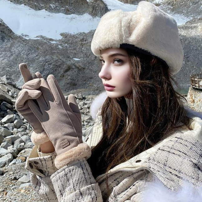 Women Winter Gloves Fleece Lined Touchscreen Gloves Thickened Warm Full Finger Windproof Gloves for Outdoor Sports Cycling Driving 