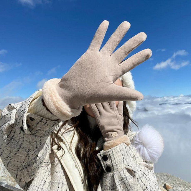 Women Winter Gloves Fleece Lined Touchscreen Gloves Thickened Warm Full Finger Windproof Gloves for Outdoor Sports Cycling Driving 