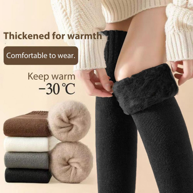 Women's Socks Winter Warm Long Stockings Thick Thermal Elastic Stockings Breathable Thicken Casual Knee High Socks for Daily Wear And Matching