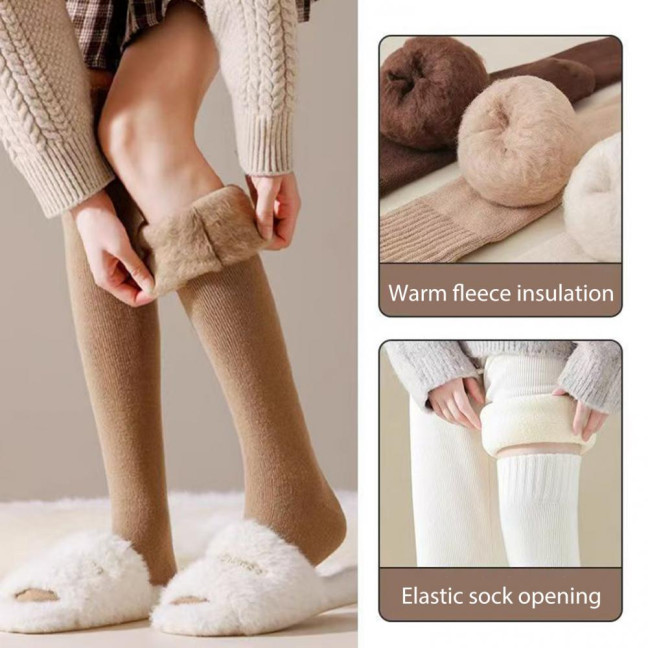 Women's Socks Winter Warm Long Stockings Thick Thermal Elastic Stockings Breathable Thicken Casual Knee High Socks for Daily Wear And Matching