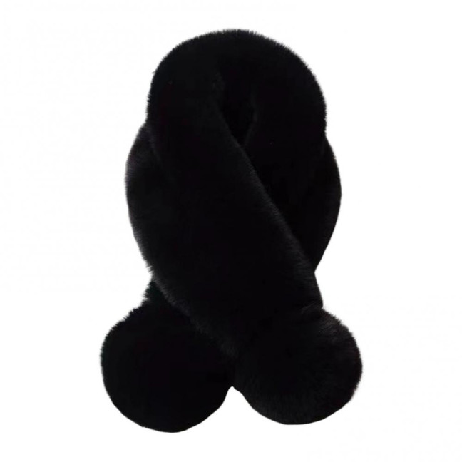 Women Winter Scarf with Wool Ball Decoration Solid Color Thickened Plush Warm Scarf Winter Outfits Accessories