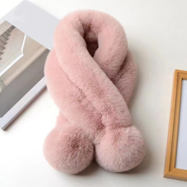 Women Winter Scarf with Wool Ball Decoration Solid Color Thickened Plush Warm Scarf Winter Outfits Accessories