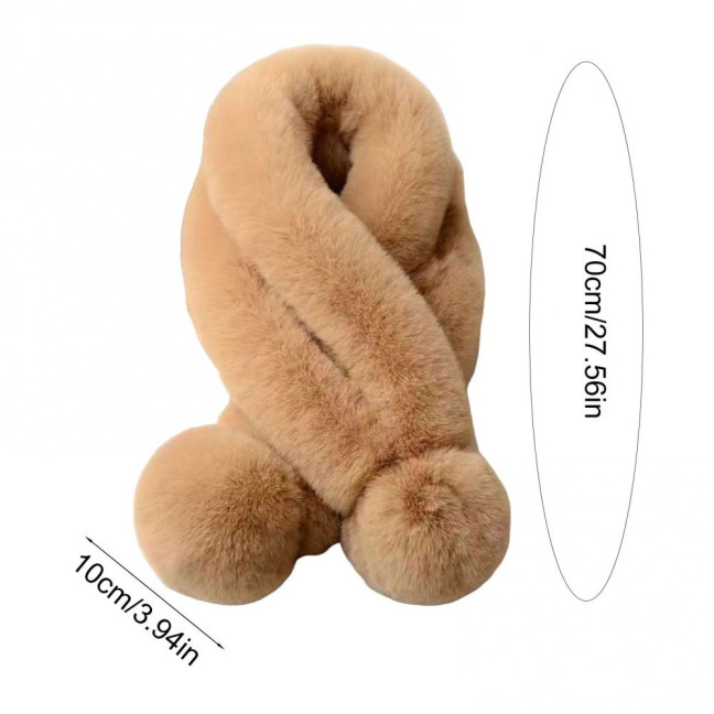 Women Winter Scarf with Wool Ball Decoration Solid Color Thickened Plush Warm Scarf Winter Outfits Accessories