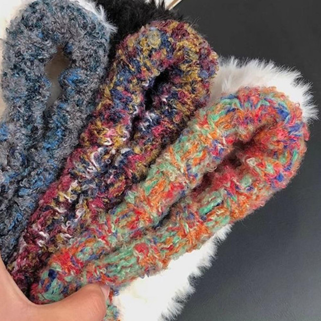 Women Hat Patchwork Color Elastic Design Knitted Winter Hat Ear Protection Thickened Warm Windproof Hat Outdoor Activities Accessory