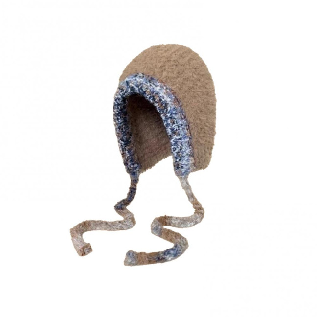 Women Hat Patchwork Color Elastic Design Knitted Winter Hat Ear Protection Thickened Warm Windproof Hat Outdoor Activities Accessory